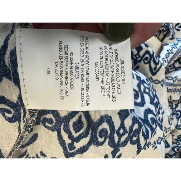 Anthropologie Fig & Flower Blue White Boho Tiered Tunic Dress Size Large - Picture 10 of 10